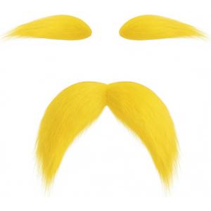 ZLIXING Yellow Fake Mustache and Eyebrows for Costume Accessories Kids Adult Men Women Party Favor