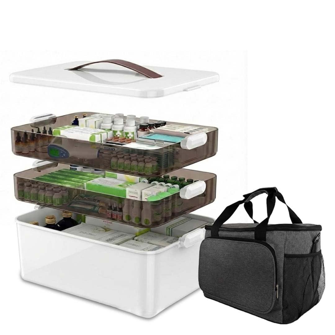 AnacondaGrip 3-Tier Medicine Organizer Box - Premium Medicine Cabinet Organizer for Home, Travel & Office - Transparent Medicine Storage Box for Easy Access & Organization
