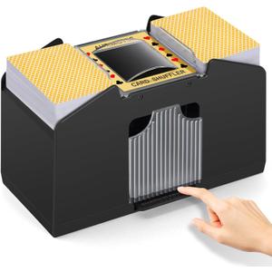 Automatic Card Shuffler 1/2/4/6 Decks,Battery Operated Electric Playing Card Shuffler for UNO,Casino Card Game,Poker,Phase 10,Blackjack,Texas Hold'em,Home Card Games