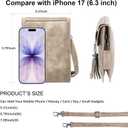 seOSTO Womens Small Crossbody Bag For Woman, Tassel Wallet PurseGifts For Teenage Girls (Beige)