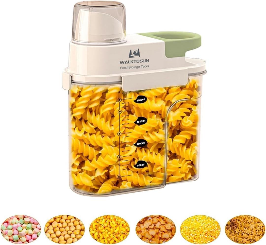 Cereal Containers Storage with Pour Spout Airtight Food Storage Containers Cereal Dispenser Sealed Kitchen Canisters for Nuts Flour Sugar Beans Dry Food, BPA Free (1800ml Green)