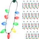Windy City Novelties 4 Pack LED Light Up Christmas Bulb Necklace with 6 Dynamic Light Modes  Flashing Holiday Accessory for Parties, Parades & Festive Events