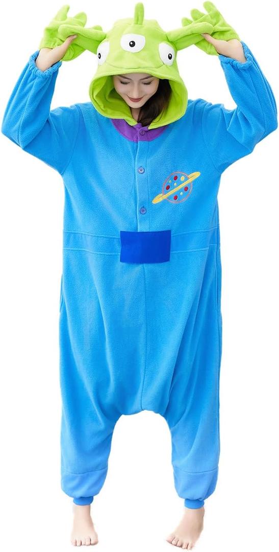 Unisex Adult Onesie Animal One Piece Pajamas Halloween Christmas Costume (Small, Aliens-11)