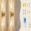 camuucci Battery Operated Wall Sconces Set of 2 Rechargeable Battery Powered Wall Light with 12000mAh Not Hardwired Dimmable Wall Lamp Fixtures for Bedroom Living Room Gold 20.9 Inches