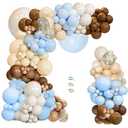 iLaFm 148pcs Brown Coffee Blue Balloons Garland Arch Kit, Boho Tan Teddy Bear We Can Bearly Wait Shower Gender Reveal Birthday Wedding Party Supplies Decorations