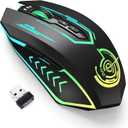 UHURU Wireless Gaming Mouse Up to 12000 DPI, Rechargeable USB-C Wireless Mouse with 7 Buttons 7 Dynamic LED Color Ergonomic Programmable MMO RPG for PC Laptop, Compatible with Windows Mac