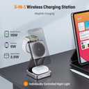 【2026 Upgraded】Wireless Charger 3 in 1, Foldable Wireless Charging Station with Night Light for Apple MagSafe Charger, Travel Magnetic Charger Stand, Nightstand Fast 15W Charging Station (20W Adapter)