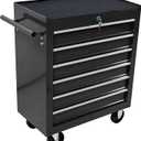 Rolling Tool Chest Metal Tool Box with Wheels Tool Cabinet Portable Tool Box with Wheels 6 Drawers Multifunctional Tool Cart with Wheels Craftsman Tool Chest, Black, Cody-TC-00031-LWJ (24.25"x12.99"x29.33")