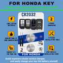 6 x (2 Pack) CR2032 OEM Remote Key Fob Battery 2032 Replacement for Honda (CRV Civic Accord Pilot Odyssey HRV Fit Passport Ridgeline Crosstour Insight Clarity CRZ) Smart Remote Check Fitment Guide