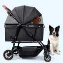 Dog Stroller for Large & Medium Dogs (20-132 lbs), Pet Stroller for 2 Small Dogs, Cat Strollers for 2 Cats, Extra Large Heavy Duty, Foldable & Fully Ventilated Design, Black