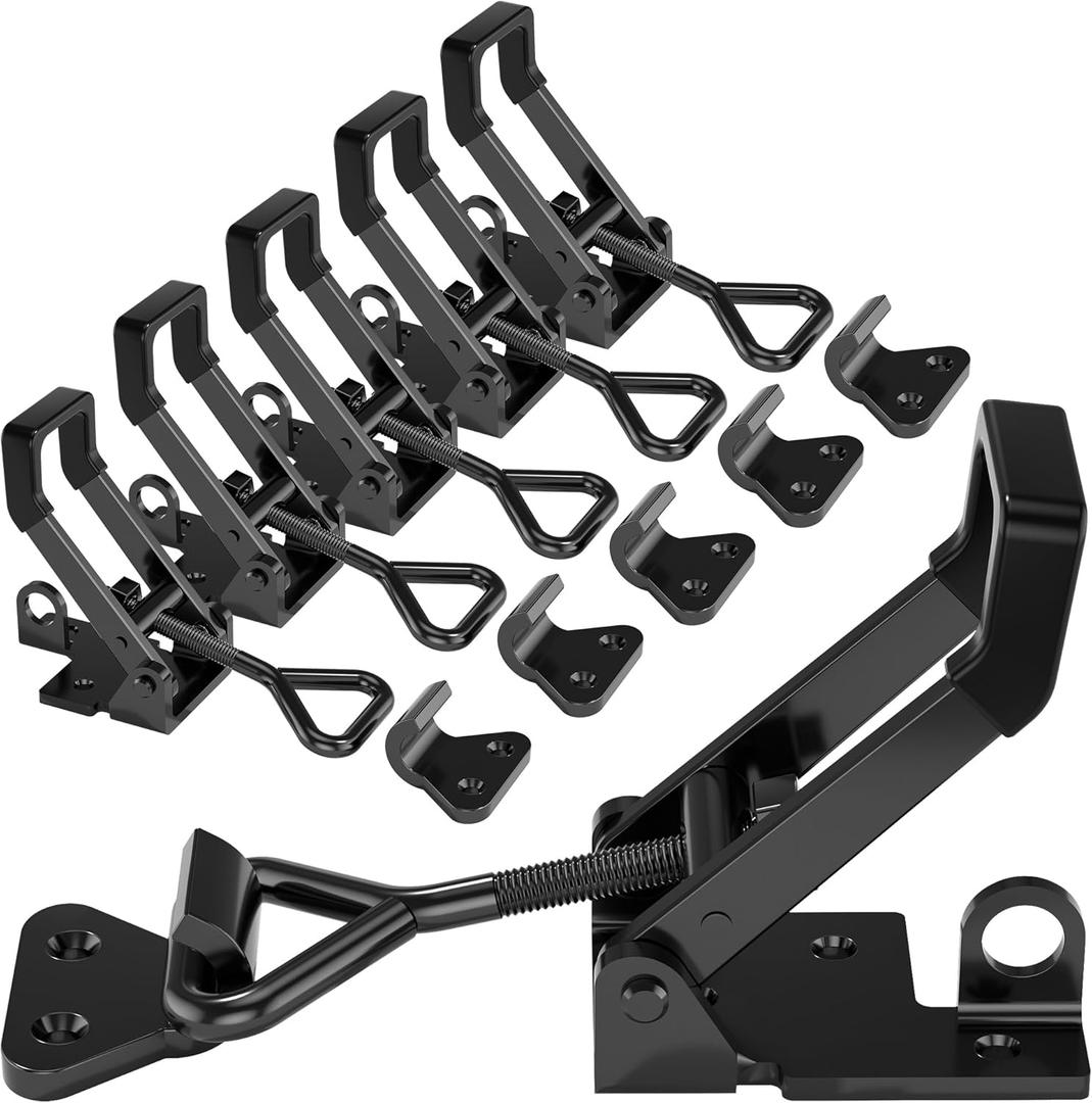 6Pack Heavy Duty Toggle Clamp Latch,4003 Style 1320lbs Capacity Pull Clamp Black Adjustable Quick Release Hasp Clamps for Smoker Cabinet Boxes Case Trunk Jig,Metal Toggle Latch Catch Set