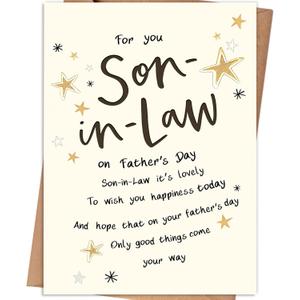 24 x Fathers Day Card Gifts for Son In Law, Son In Law Father's Day Card from Father-in-law and Mother-in-law