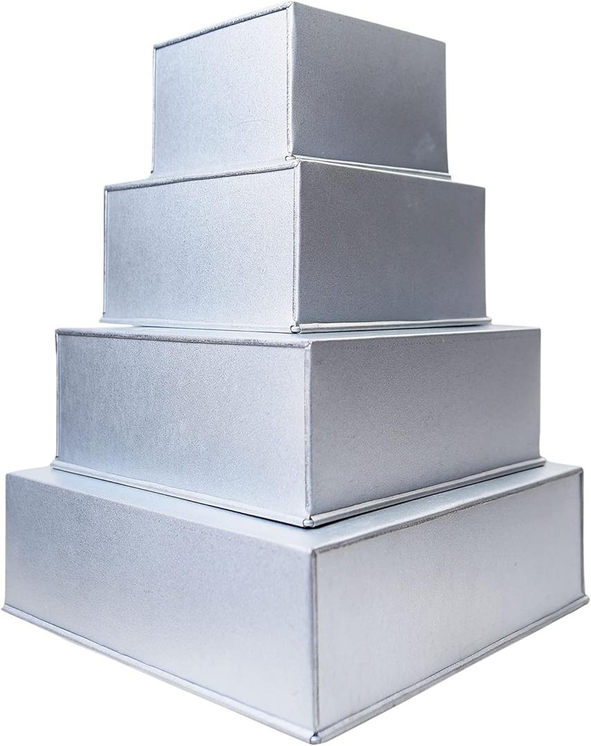 4 Tier Square Baking Pan Set Multilayer Birthday/Wedding Anniversary Cake Tins/Cake Pans/Cake Molds 6".8".10".12" - All 4" Deep