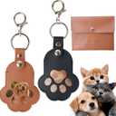 4 x Pet Hair Keepsake Keychain 2PCS, Leather Paw Print Memorial Keychain for Dog & Cat, Pet Memory Keepsake Gift, Fur Storage Bag Charm