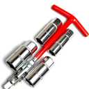 5 PCS Spark Plug Socket Wrench, T-Handle & 14mm/16mm/18mm/21mm Heavy Duty Spark Plug Remover Installer Set, Universal Maintenance Tool for Most Cars, Motorcycles, Lawn Mowers (Red)
