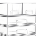 Vtopmart Stackable Storage Drawers Set of 4 Clear Plastic Organizer Bins for Bathroom Supplies,Ideal for Cabinet,Pantry,Laundry Room Organization