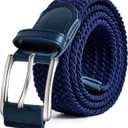Men's Belt Elastic Braided Belt Casual Solid Color Stretch Woven Belt for Men (Antique Blue), Size: M(29")