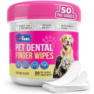 Dr. Paws: Pet Dental Finger Wipes - Natural Ingredients, Easy to Use Dog Teeth Cleaning Wipes for Effective Dog Teeth Cleaning - Ideal Dog Dental Wipes for Optimal Oral Hygiene, Best By 12/11/2026