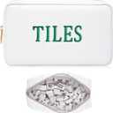 Empty Mahjong Bag Thickened American Mahjong Tiles Bag with Zipper Storage Pouch for Board Game Pieces Game Party Travel Gatherings Accessories, 10.4''x5.6'', Case Only (Tiles,Green)