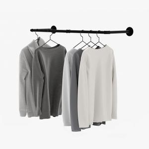 pamo Industrial Wall Mounted Clothes Rack - Heavy Duty Industrial Pipe Wall Clothes Rack