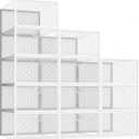 Pinkpum Shoe Storage Boxes, Shoe Organizer for Closet Clear, Shoe Boxes Clear Plastic Stackable, Folable Storage Bins with Lids, 12 Pack Sneaker Storage Box Shoe Rack Containers Bins Holders Cabinet