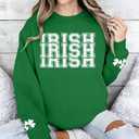 St Patricks Day Sweatshirt Women Shamrock Sweater Notre Dame Shirts Clover Top Irish Gift Long Sleeve Pullover (M)