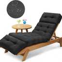 Outdoor Chaise Lounge Chair Cushion 74.2 x 22 x 4.7 Inches Thickened 100% Waterproof Oxford Patio Lounge Chair Cushions, Pool Lounger Cushions Replacement for Outdoor Furniture with Ties, Black