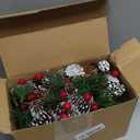 Christmas Pine Garland with Lights 13 Feet 40 LED Battery Operated Garland with Red Berry and Led Lights Xmas Tree Holiday Garlands for Home Windows Fireplace Stairs (Green-2 Pack)