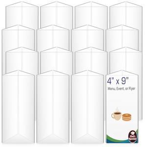 LemonSecret 16 Pack 3 Side Table Tent Sign Holder Acrylic, 4 x 9 Inch