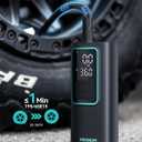 Tire Inflator Portable Air Compressor, 150 PSI Mini Car Air Pump with 6000mAh Battery,12V DC, Pressure Gauge, Cordless Tire Inflator Rechargeable with Display & LED for Car, Motocycle, Bikes, Balls