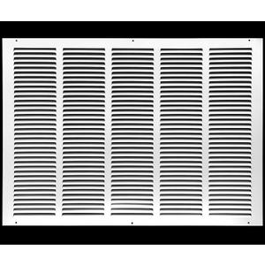 HVAC Premium 26'' x 16'' [Duct Opening] Flat Stamped Steel Return Air Grille - Sidewall and Ceiling - HVAC Vent Duct Cover - White [Outer Dimensions: 27.75''w X 17.75''h]