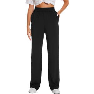 HOdo 32"/34"/36" Inseam Womens Tall Yoga Sweatpants Quick Dry Long Joggers Lounge Yoga Pants with Pockets (Medium, Black)