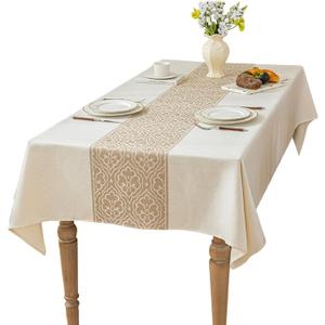 Linen Tablecloths for Rectangle Tables,6 FT Table Cloth Advanced Waterproofing Technology for Dinningroom,Farmhouse