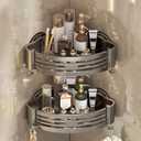 ANGGREK Suction Cup Corner Shower Caddy, Rustproof Aluminum Alloy Shower Organizer with 4 Detachable Hooks and Towel Rack for Shampoo Body Wash, Black, Grey,(4 Pack)