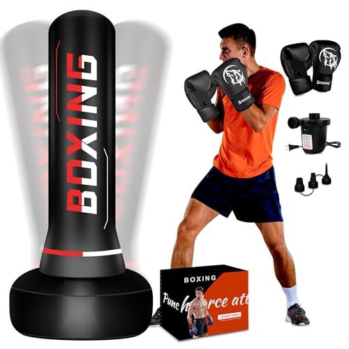 Freestanding Punching Bag for Adult Teens, 70" Heavy Punching Bag with Boxing Gloves and Electric Air Pump for Beginners Kickboxing Training MMA Muay Thai Fitness Office Home Gym