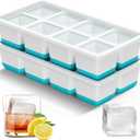 VEHHE Ice Cube Tray, 2 Pack Reusable Large Ice Cube Molds, Ice Cube Trays for Freezer with Lid, Easy Release Ice Tray for Drinks, Whiskey, Cocktails (Blue)