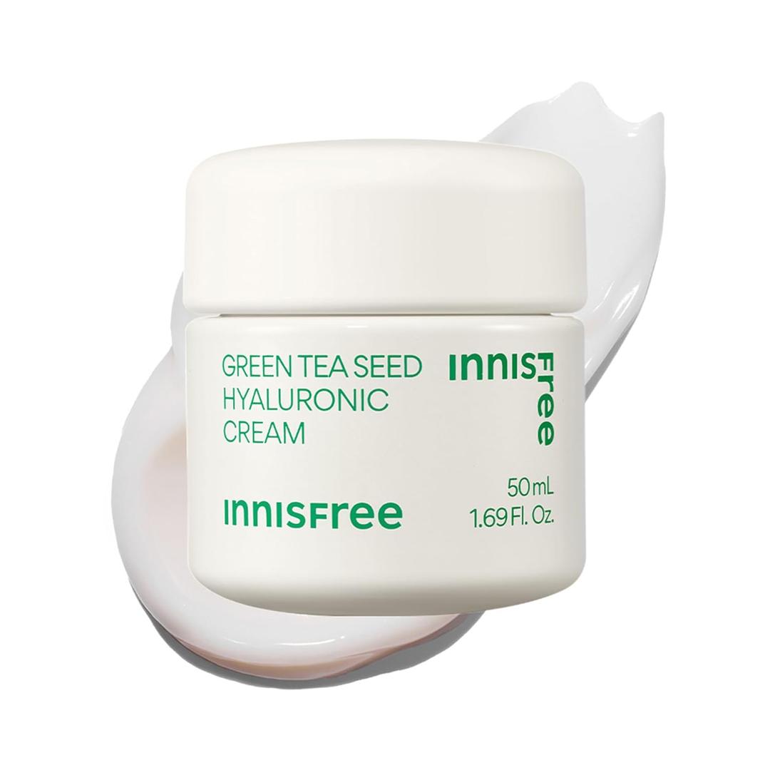 innisfree Green Tea Seed Hyaluronic Acid Cream with Barrier Boosting Complex & Ceramide, Hydrating Korean Face Moisturizer and Balancing Cream, 1.69 oz. / 50 ml