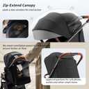 Tinyiota Stroller for Babies,Toddler Strollers with Large UPF 50+ Canopy,Luxury Baby Stroller with Leather Handle & Spacious Seat, One-Hand Foldable Pushchair,Baby Carriage with Lie-Flat Mode(Black)
