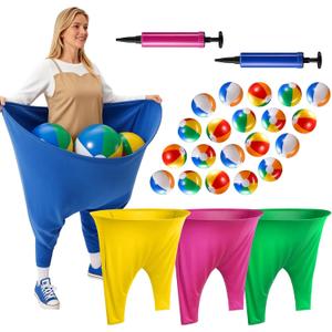 Granny Pants Yard Game for Kids (31.5 in *24 in), 4Pcs Granny Pants Outdoor Games with 20 Bouncy Balls, 2 Pumps , Granny Pants Game for Family Carnival Party Reunion Gathering (Children's sizes)