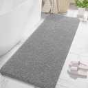 LOCHAS Bathroom Runner Rug, 24" x 48" Long Bath Rugs Non Slip Washable, Luxury Shaggy Large Bath Mat Absorbent, Soft Cozy Bathroom Rug Runner for Shower Quick Dry, Grey