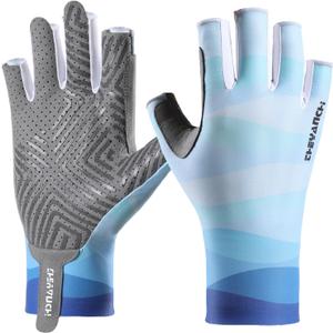 Fishing Gloves UV Protection Fingerless Sun Gloves Men Women for Cycling Hunting Kayaking Hiking Sailing (L)