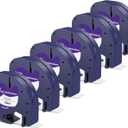 Replacement for Dymo Letratag Label Maker Refills Clear 1/2'' x 13' Letratag Label Maker Tape Black on Clear, LT 16952 Transparent Plastic Tape Work for Dymo Letratag LT-100T LT-100H QX50, 6 Packs