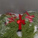 6 Pcs Mini Christmas Wreaths for Kitchen Cabinet, 7.87" Small Christmas Wreath with Ribbon Bows, Norfolk Pine Candle Ring Holder for Table Centerpiece Window Chair Wall Decors