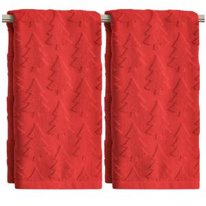 Artoid Mode 2 Pcs Red 3D Xmas Tree Jacquard Christmas Hand Towels for Bathroom, 100% Cotton Soft Absorbent Bathroom Decor Towels, 13.7 x 29.5