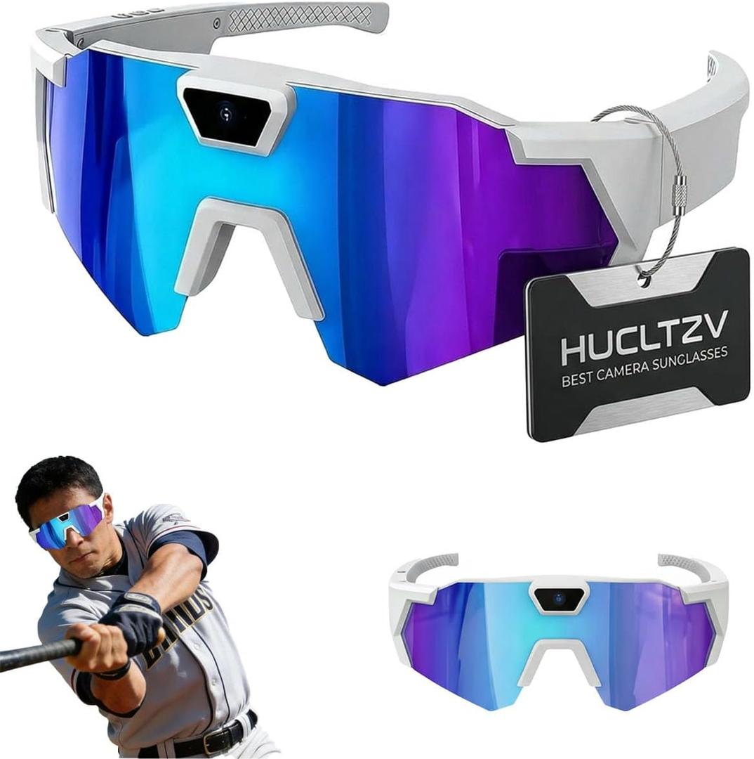 POV Glasses 4K Baseball Sunglasses Camera Smart Men Women Audio Video Action 2026 Upgrade Eyeglasses Running Style Meets Function Sports Cycling Hiking HD (Blue)