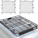VEVOR Roof Rack Basket, 64 x 50 x 4.1 in, Universal Rooftop Cargo Carrier with Two 35.4 x 39.4 in Cargo Net,150 lbs Max Car Top Luggage Holder, 4.1 in Fence, Anti-Rust Alloy Steel, for SUV Truck Car