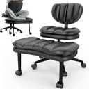Cross Legged Office Chair, Ergonomic Cloud Criss Cross Desk Chair, Meditation Chair with Wheels, Height Adjustable Seat for ADHD, Wide Kneeling Chair with Back Support (Black)