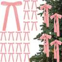 24 Pcs Velvet Bows for Christmas Tree Vintage Ribbon Bows for Crafts Garland Home Coquette Wedding Birthday Decor(5 x 7 InchWidth of 1",Dusty Pink)