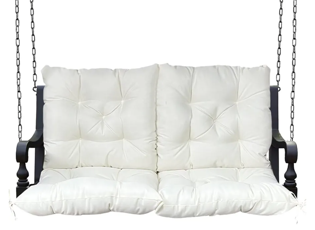 Porch Swing Cushion with Backrest - Waterproof 5” Thickened, All-Weather Outdoor Cushion for 2-3 Seater Swings, Heavy-Duty Quick-Dry Fabric with Right Pocket for Patio/Garden 60×40