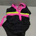 popvil One Piece Swimsuit Women 2025 Tummy Control Neon Color Block Bathing Suit Deep Vneck Tie Back Swim Suits Beach.L